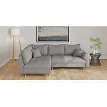 Home Affaire Ecksofa HOME AFFAIRE "CHARRE L-Form mit Ottomane, Maße B/T/H: 231/161/81 cm", grau (hellgrau), B:231cm H:81cm T:161cm, 100% Polyester, Sofas, Ecksofa, feine Steppung, lose Rücken- und Zierkissen, auch in Cord und Bouclé