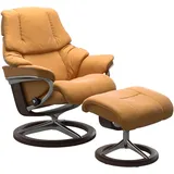 Stressless Stressless® »Reno«, (Set, Relaxsessel mit Hocker), mit Hocker, mit Signature Base, Größe S, M & L, Gestell Wenge