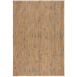 Teppich FLAIR RUGS "Jute Boucle", blau, B:200cm H:7mm L:290cm, Jute, Teppiche, aus 100% Jute, mit Fransen, aus Naturfasern