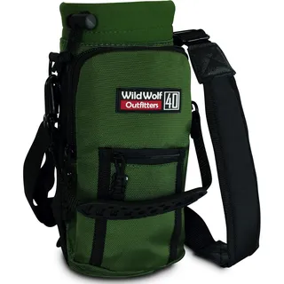 Tasche für Trinkflasche von | Molle Flaschenhalter Rucksack mit Verstellbarem Gurt und 2 Taschen | Erlaubt Hand Freies Tragen, Schützt und Isoliert Deine Flasche (Grün, 1.2 L)