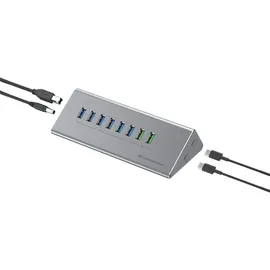 Conceptronic HUBBIES18G 10-fach Kombi-USB 3.0-Hub und Ladegerät mit 60W, 2-in-1 USB-C USB-A Kabel, USB 3.2 Gen 1