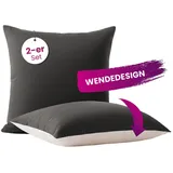 Wometo Kissenbezug Wende-Design 80 x 80 cm Grau/Hellgrau