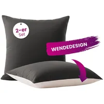 Wometo Kissenbezug Wende-Design 80 x 80 cm Grau/Hellgrau