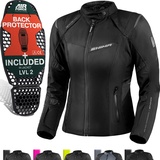 SHIMA RUSH Motorrad Jacke Damen mit Protektoren Textil | AIRFORCE Rückenprotektor | Wasserdicht Motorradjacke Sommer Motorradkombi Motorradhose Mesh Touren (Schwarz, Größe S)