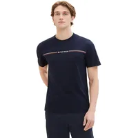 Tom Tailor Herren T-Shirt mit Label-Print, Marine, XXXL