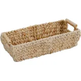 Relaxdays Aufbewahrungskorb geflochten aus Wasserhyazinthe mit Henkel 21 x 46 x 15 cm braun