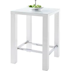 Bartisch MCA FURNITURE "Jam", weiß (weiß hochglanz, weiß hochglanz, weiß hochglanz), B:80cm H:108cm T:80cm, Tische, Bartisch, Bartisch weiß hochglanz, Küchentisch, Stehtisch mit Sicherheitsglas