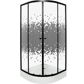 KERRA Pixel Bl Duschwand mit Schiebetür 90 x 90 cm Schwarz/Weiß/Transparent inkl. Duschwanne