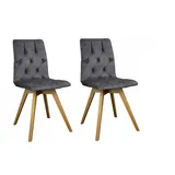 OTTO home Esszimmerstuhl Rania (Set, 2 St), Massivholzgestell, mit Knopfheftung grau