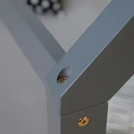 Homestyle4u Hausbett Kinderhaus 80 x 160 cm Kiefer grau