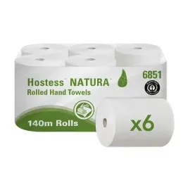 Hostess Natura Rollenhandtücher 2-lagig 6 Rollen à 140 m