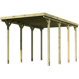 Karibu Carport 384 x 588 cm grau kesseldruckimprägniert inkl. H-Pfostenanker