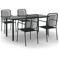 VidaXL 5-tlg. Garten-Essgruppe Schwarz Baumwollseil und Stahl