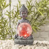 Hi 70407 LED Solar Buddha mit Glaskugel und Farbwechsel