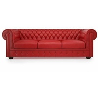JVmoebel Chesterfield-Sofa, XXL Sofa 3 Sitzer Couch Chesterfield Polster Sitz rot