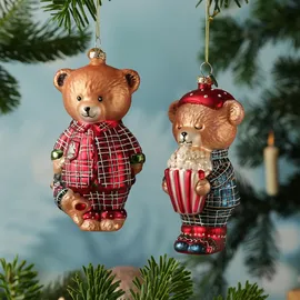 MARELIDA Weihnachtsbaumschmuck Bär im Schlafanzug mit Teddy - Christbaumschmuck - Glas - ...
