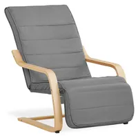 Homestyle4u Relaxsessel grau 66 x 94 x 62 cm mit verstellbarer Fußstütze und Kissen