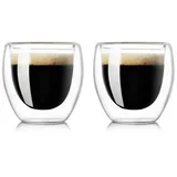 hausleben Latte-Macchiato-Tasse Mundgeblasene Doppelwandige Thermogläser, Hitzebeständige Latte Macchiato & Kaffeegläser 80 ml