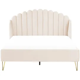 Beliani Polsterbett beige mit Lattenrost vertikale Steppung 140x200cm Ambillou 140 x 200 cm,