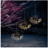 MARELIDA LED Feuerwerk Leuchte - Polarsterne - Pusteblume - hängend - 8Funkt./Fernb.- 3er Set schwarz