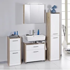 Schildmeyer Waschbeckenunterschrank 2 Schubladen 67 x 62 x 35 cm Weiß / Wildeiche
