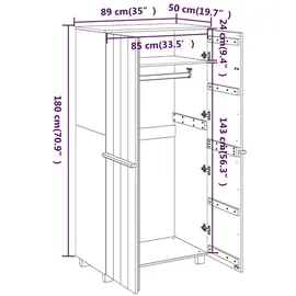 vidaXL Drehtürenschrank 89 x 180 x 50 cm hellgrau
