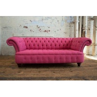 JVmoebel Chesterfield-Sofa, Chesterfield Big Textil Design Wohnzimmer Couch Sofa rosa