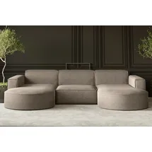 Kaiser Möbel Ecksofa, Sofa U form, Couch U form MODENA U STUDIO stoff Verita Warmbeige - Braun