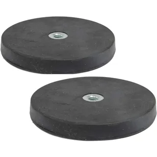 Neodym Magnete Gummiert Ø 66mm Mit M6 Innengewinde Bohrung 22KG Zugkraft Flachgreifer Magnet Scheibe Topfmagnet Gummi Runde Magnete mit Gewinde für Schrauben Öse oder Haken