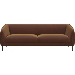3-Sitzer FLEXLUX "Belle Designsofa, Couch, bequem durch Kaltschaum im Sitz", braun (cognac), B:218cm H:74cm T:89cm, 100% Polyester, Sofas, Skandinavisches Design, In hochwertiger Verarbeitung