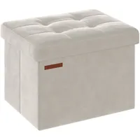 Songmics Sitzhocker mit Stauraum, kleine klappbare Sitzbank, 31 x 41 cm Fußbank, Aufbewahrungsbox, bis 130 kg belastbar, für Wohnzimmer Schlafzimmer Schlafsaal, cremeweiß LSF200W01