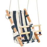 vidaXL Babyschaukel mit Sicherheitsgurt Baumwolle Holz Blau