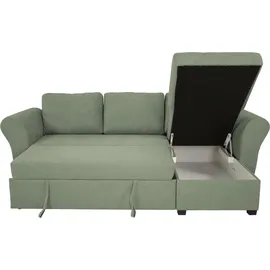 trends by hg Eckcouch Polyester mit Bettfunktion 3-Sitzer Grün