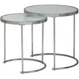 KADIMA DESIGN 2tlg Runder Glas Couchtisch Set, modernes Design mit Stauraum, platzsparend.