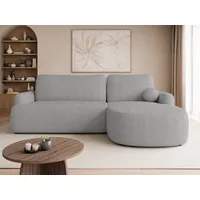 MIRJAN24 Ecksofa Loridu Cord, mit Schlaffunktion und Bettkasten, 250x174x90 cm, Rückenlehne in Form beweglicher Kissen grau