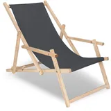 SPRINGOS Liegestuhl aus Buchenholz Sonnenliege Gartenliege mit Armlehnen Strandliege