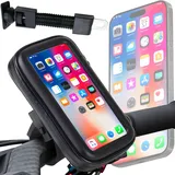 Retoo Fahrradtasche Handyhalterung Fahrrad Wasserdicht Handyhalter Lenkertasche Rahmentasche Fahrradhalterung für 7 Zoll Smartphone Regenhaube 360° Drehbarem Halter Tasche Touchscreen Schwarz