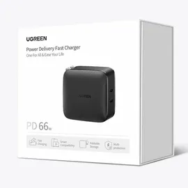 UGREEN 2xUSB-C 66W Power Delivery 3.0 Quick Charge 4.0+ Schwarz
