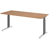 Bümö Schreibtisch Nussbaum, Graphit, Nachbildung,Nussbaum, Rechteckig, 180x74x80 cm, FSC