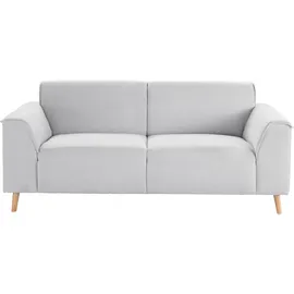 Home Affaire 2,5-Sitzer HOME AFFAIRE "Janek Scandic Design, elegant und zeitlos", grau (hellgrau), B:193cm H:81cm T:90cm, Struktur fein ( 100% Polyester);Struktur weich (92% Polyester, 8% Nylon);Struktur fein ( 100% Polyester), Sofas, mit Federkern und Keder in