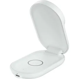 Belkin UltraCharge faltbare magnetische 2-in-1-Ladestation mit Qi2 25W weiß, rund