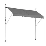 Feel2Home Klemmmarkise Klemmmarkise 150-400cm Balkon Sonnenschutz Terrasse versch. Farben Gummierter Standfuß für besseren Halt grau 400 cm x 120 cm