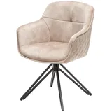 Riess-Ambiente Stuhl EUPHORIA champagner greige Samt Armlehne Metallgestell schwarz Esszimmer