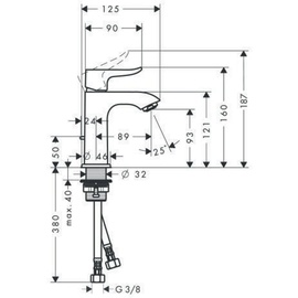 Hansgrohe Metris 100 Einhandmischer chrom 31088000