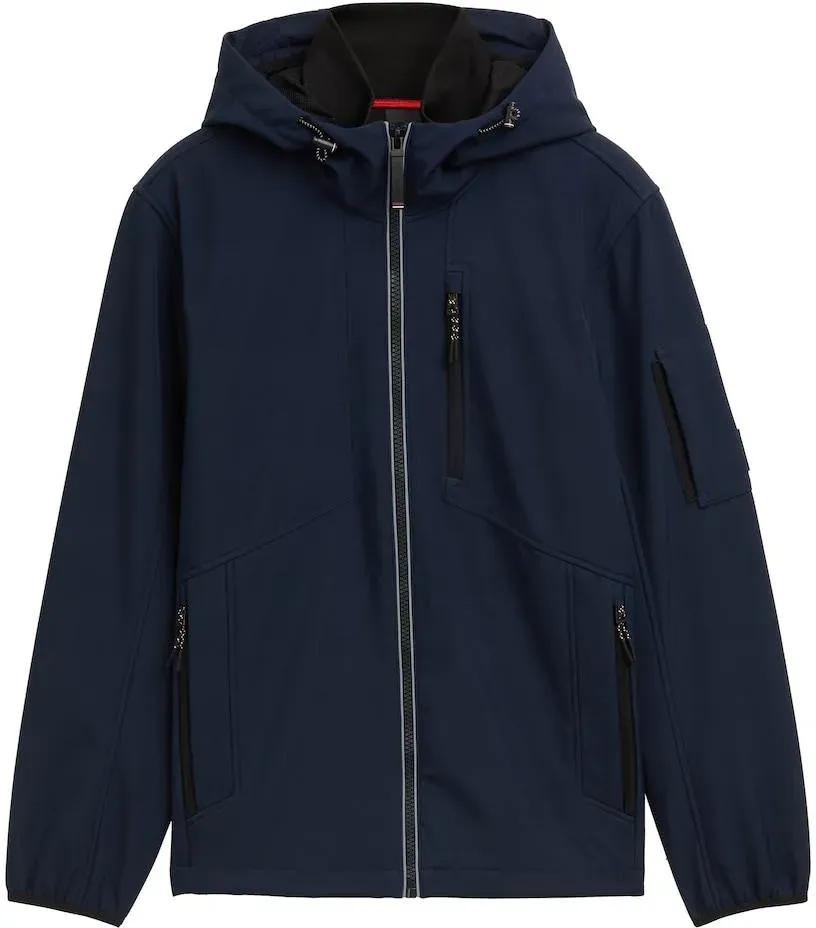 TOM TAILOR Herren Softshell Jacke mit Kapuze, blau, Uni, Gr. S