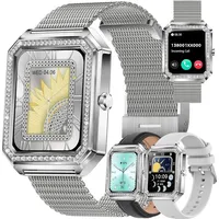 MYSHUN 1,59 Zoll BT 40 mm Kunststoffgehäuse Silber Silikonarmband Silber S