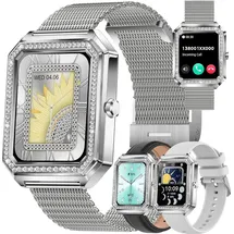MYSHUN 1,59 Zoll BT 40 mm Kunststoffgehäuse Silber Silikonarmband Silber S