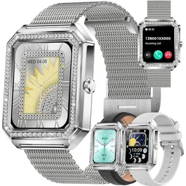 MYSHUN 1,59 Zoll BT 40 mm Kunststoffgehäuse Silber Silikonarmband Silber S