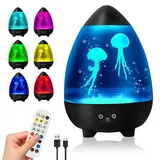 BORDEAG Quallen Lampe, Lavalampe, Jellyfish Lamp, Blasenlichtlampe mit Quallen, Ocean Lamp, Touch Lampe, mit Fernbedienung, für Zuhause Büro Dekoration Stimmungslicht, Geschenke für Kinder