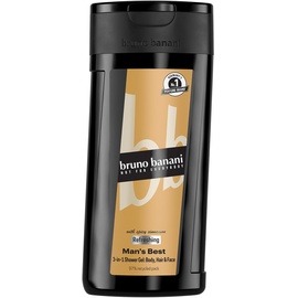bruno banani Man's Best 3-in-1 Shower Gel für Männer mit sanft-würzigem Amber-Duft, 250ml